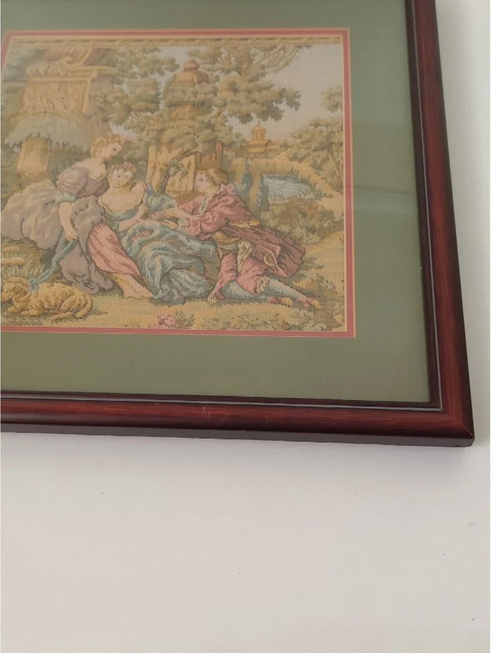 Vintage France Gobelin  Tapestry Versailles Victorian Garden Scene 13